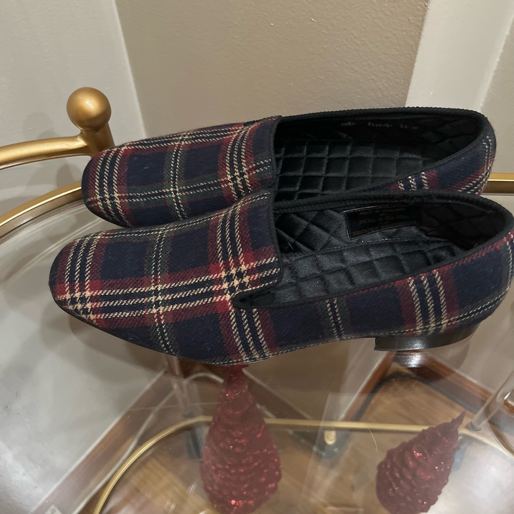 Brooks Brothers Peak & CO Signature Tartan Wool Slippers Size 9.5 like new